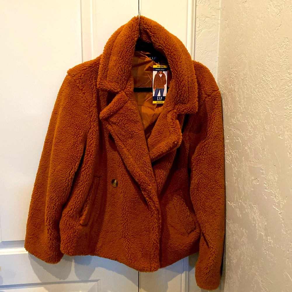 NWT GAP Fleece/Sherpa Rust two button coats